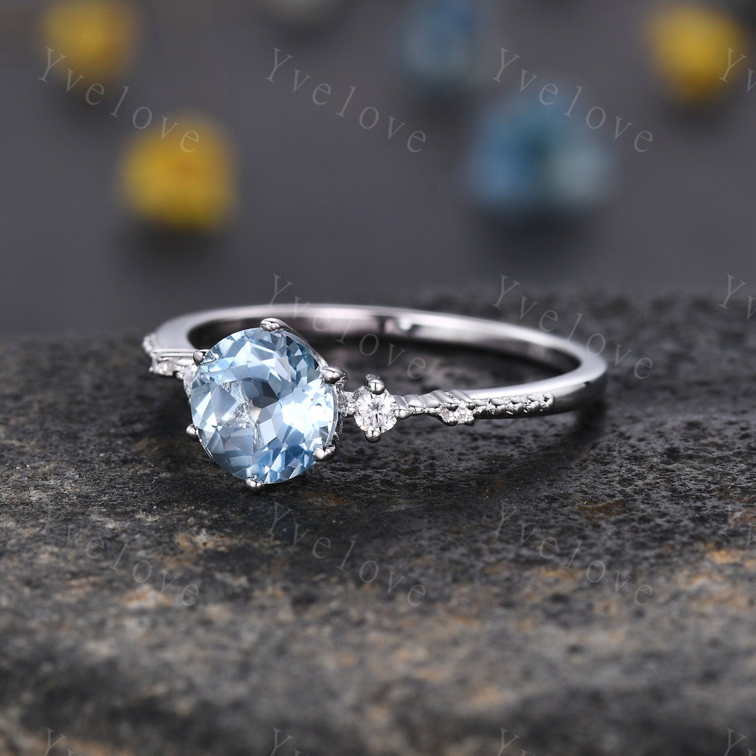 Emma Aquamarine Ring - Engagement Ring